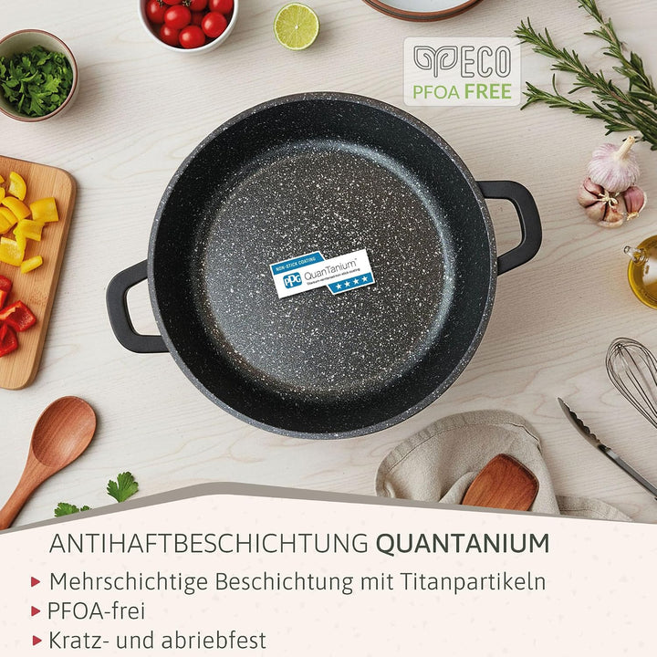 briebe Black Titanium Kochtopf für die Küche, Induktion, Antihaftbeschichtung, Titan, 28 cm, Alumini