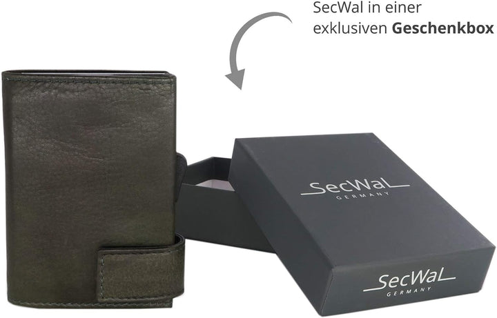 SecWal Kartenetui mit Münzfach Reissverschluss (Grün Vintage), Grün Vintage