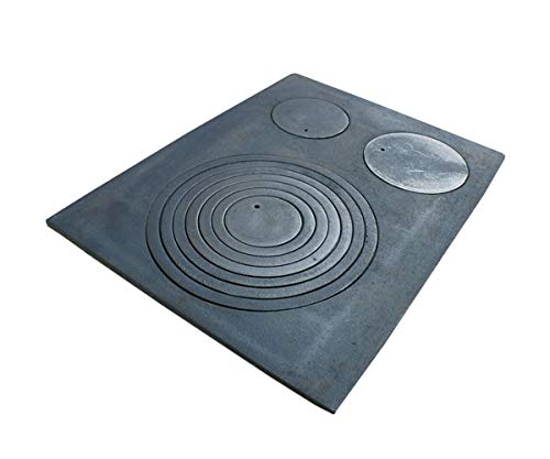 Home&amp;Wood Gussplatte zum ofen mit 3-Loch 63x48cm Kohleplatte Kaminplatte Grauguss