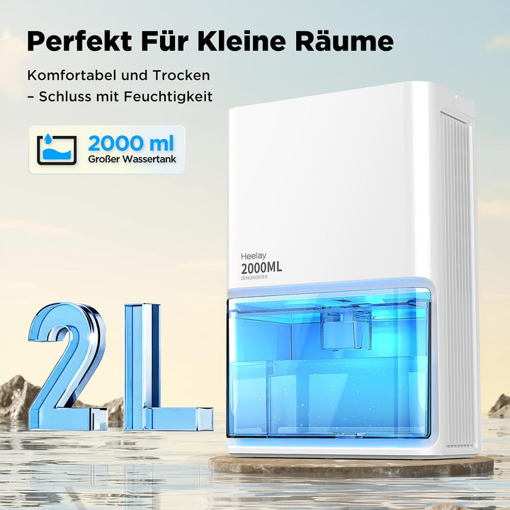 Luftentfeuchter 2000ml, 25dB Leiser Ersetzen Luftentfeuchter Granulat Elektrisch Energiesparender Ra