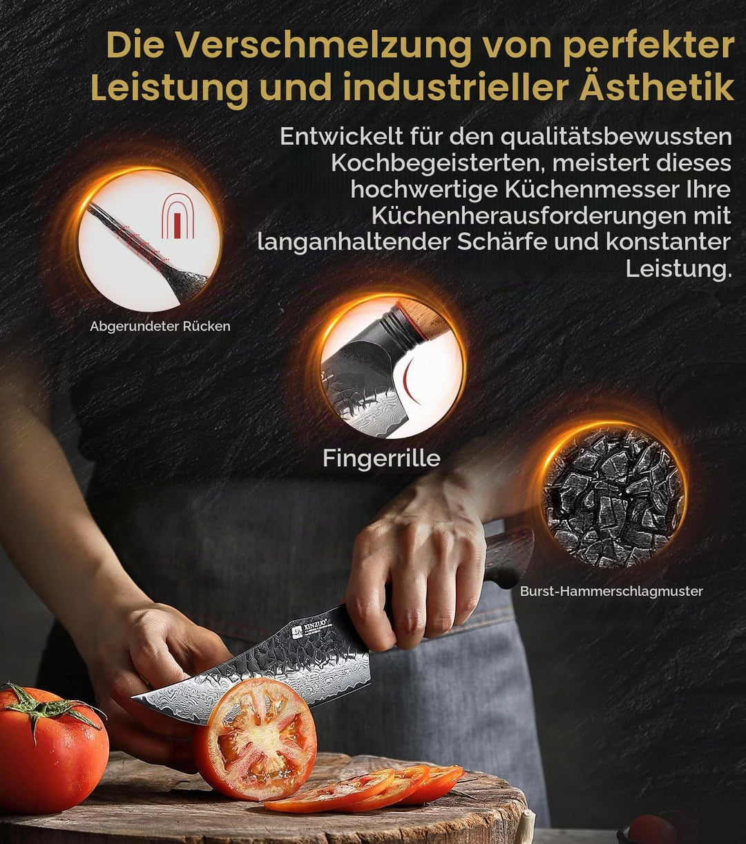 XINZUO 15cm Ausbeinmesser Wikinger Messer 67 Schichten Damaststahl Handgeschmiedetes Kochmesser Scha