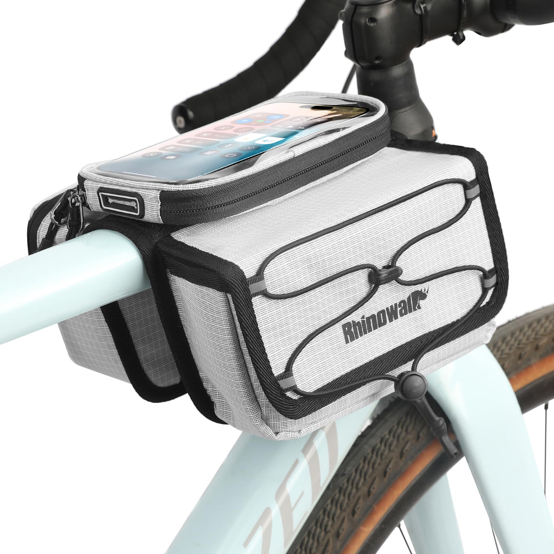 Rahmentasche Fahrrad Oberrohrtasche Wasserdicht Touchscreen Handytasche für 4,7-6,5 Zoll mit Regensc