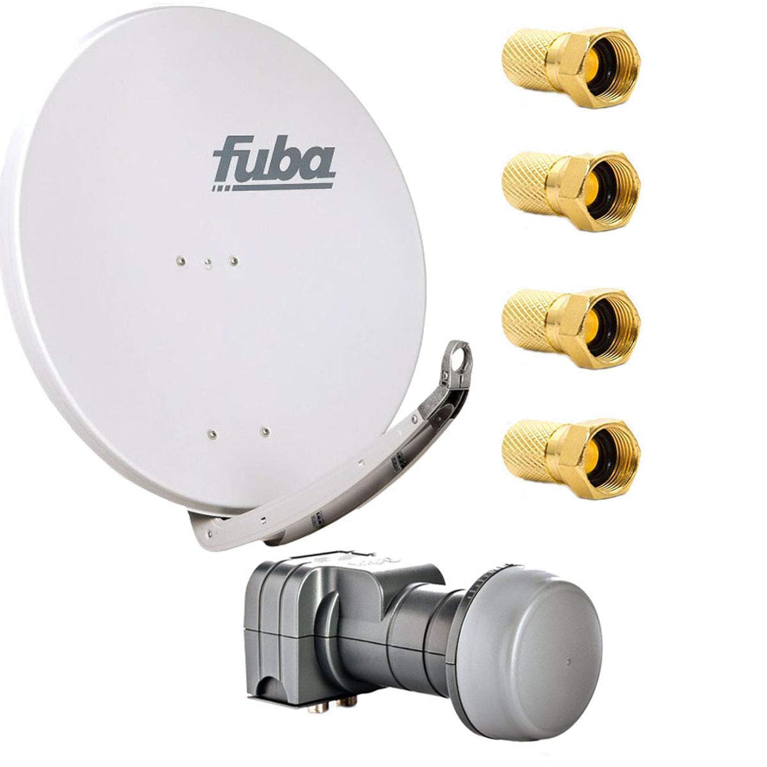 Fuba DAA 780 G Satellitenantenne 78 cm Aluminium Grau mit DEK 217 Twin-LNB HDTV 4K 3D + 4 F-Stecker,