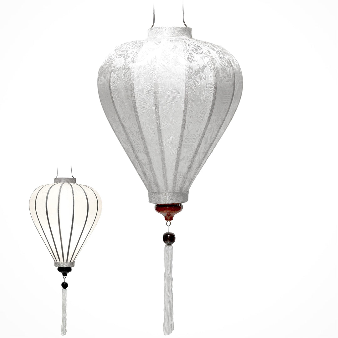 Lampion Asiatisch Hoi an Seide weiss M – Ø 29 cm – Kunsthandwerk aus Vietnam (REF. M20-B)