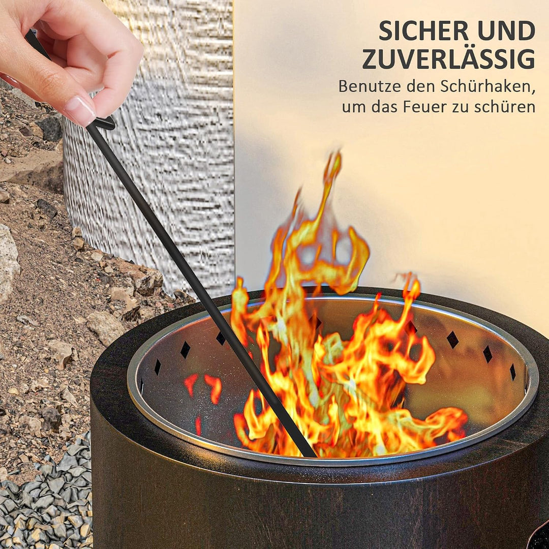 Outsunny Feuerschale Rauchfreier Tischfeuer mit Griff Ø45 cm Schwarz