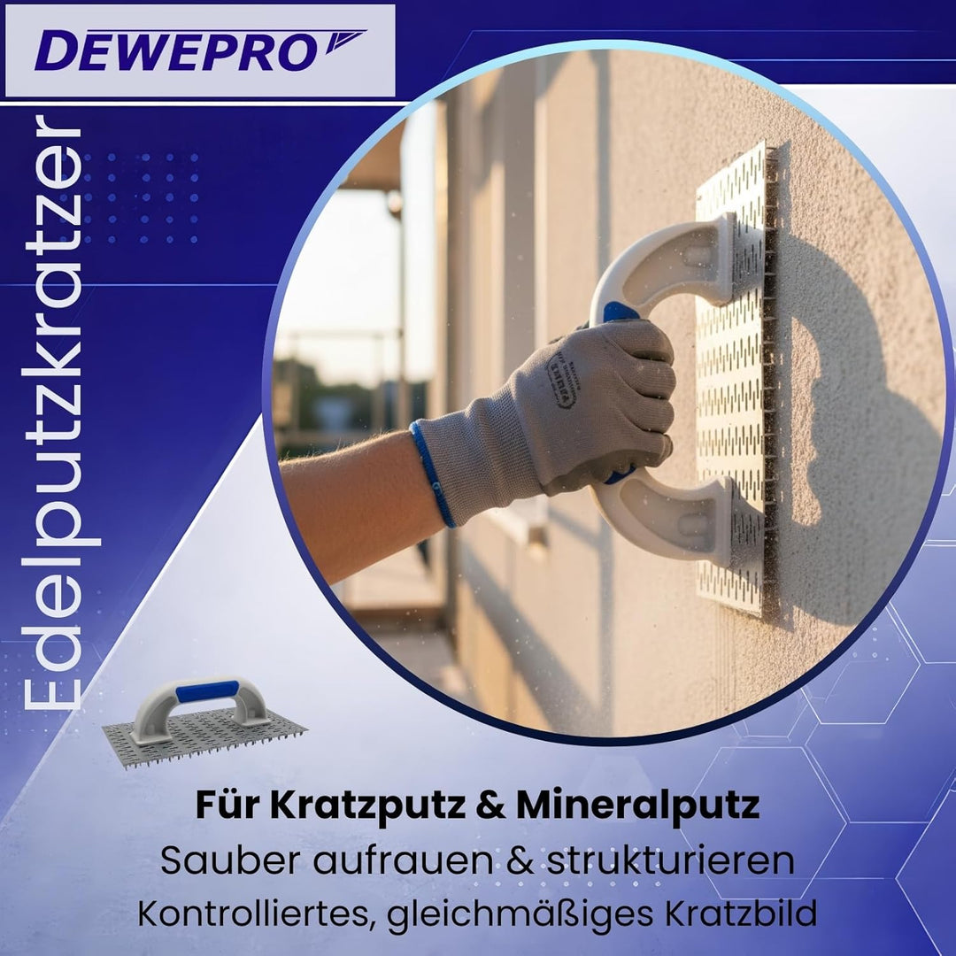 3er Set DEWEPRO® Profi Edelputzkratzer - Putzkratzer 250x130mm - Raspelbrett für Mineralputz - Reibe