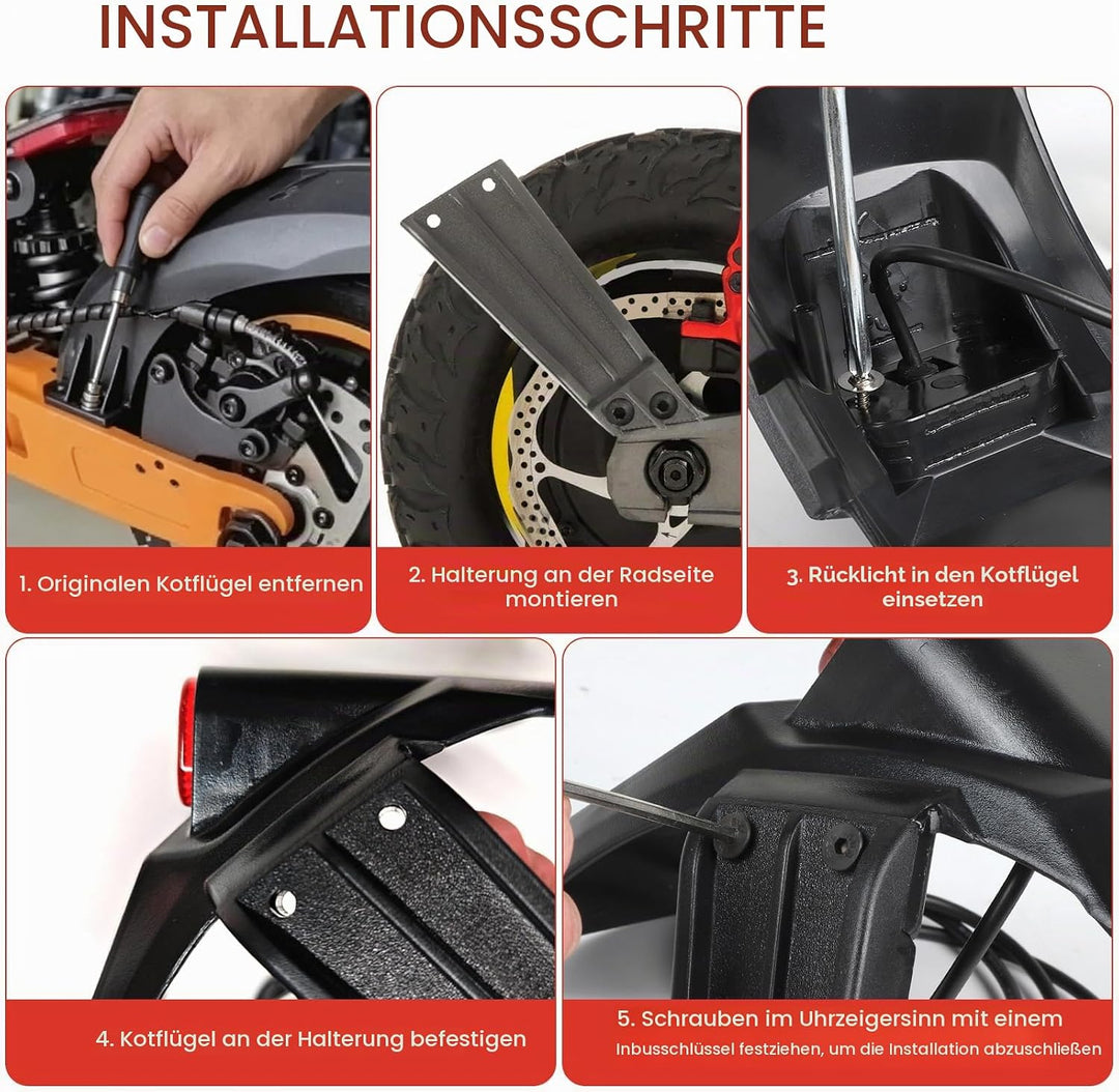 efuturetime E-Scooter Hinteres Schutzblech Kompatibel mit Kukirin G2 Pro DB