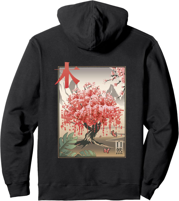 Traditional Japanese Art Cherry Blossom Tree Pullover Hoodie