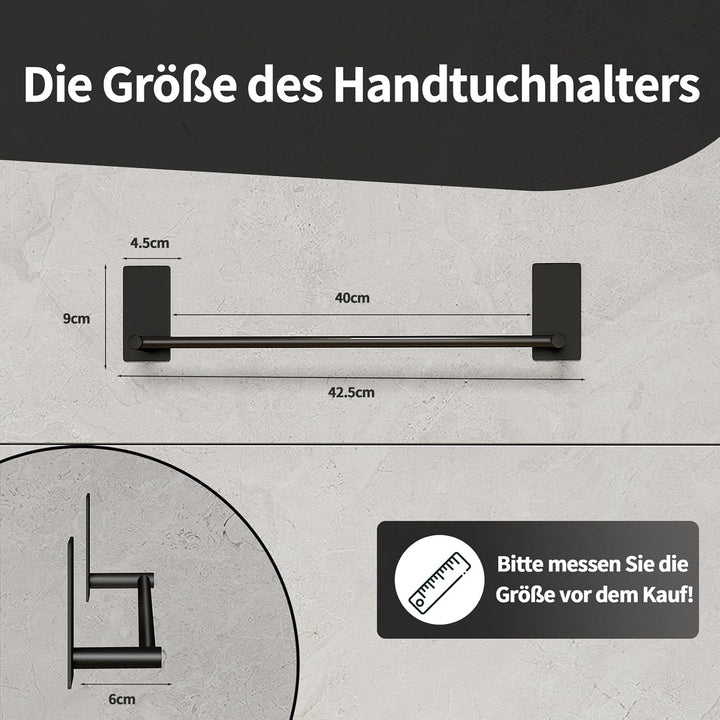 Vista Handtuchhalter ohne Bohren 40cm SUS304 Edelstahl Handtuchstange Schwarz Wandmontiert Handtuchh
