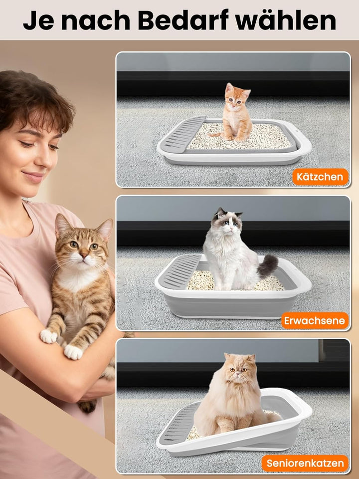 Katzenklo Flacher Einstieg, gross – ideal für ältere Katzen &amp; bei Arthritis oder eingeschränkter Mob