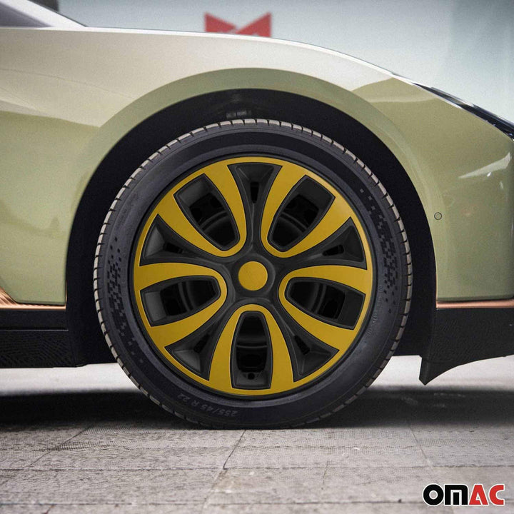 OMAC Radkappen 15" 241 Schwarz Gelb Matt 4tlg Matt Schwarz-Gelb 15", Matt Schwarz-Gelb 15"
