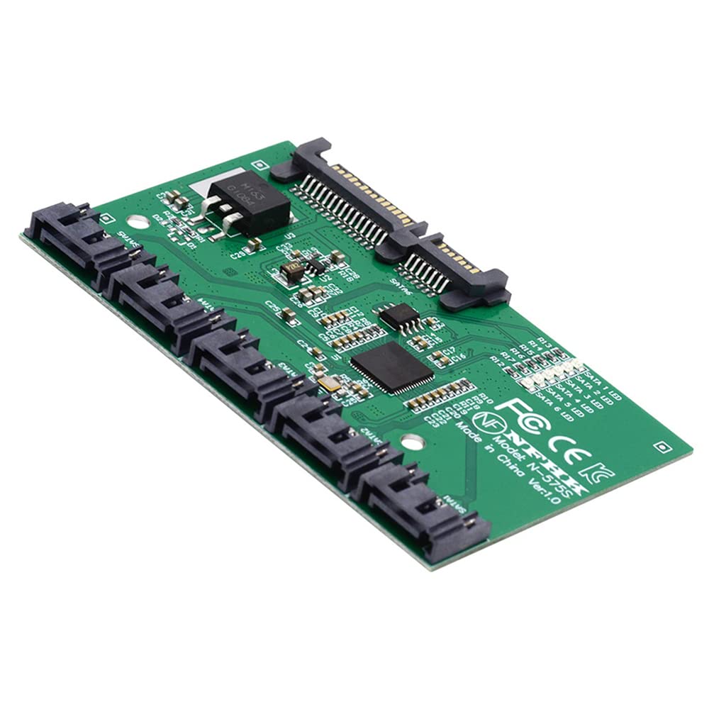 cablecc 6Gbps SATA 3.0 1 bis 5 Splitter Ports HUB Adapter Konverter PM Multiplier Port Selector JMB5