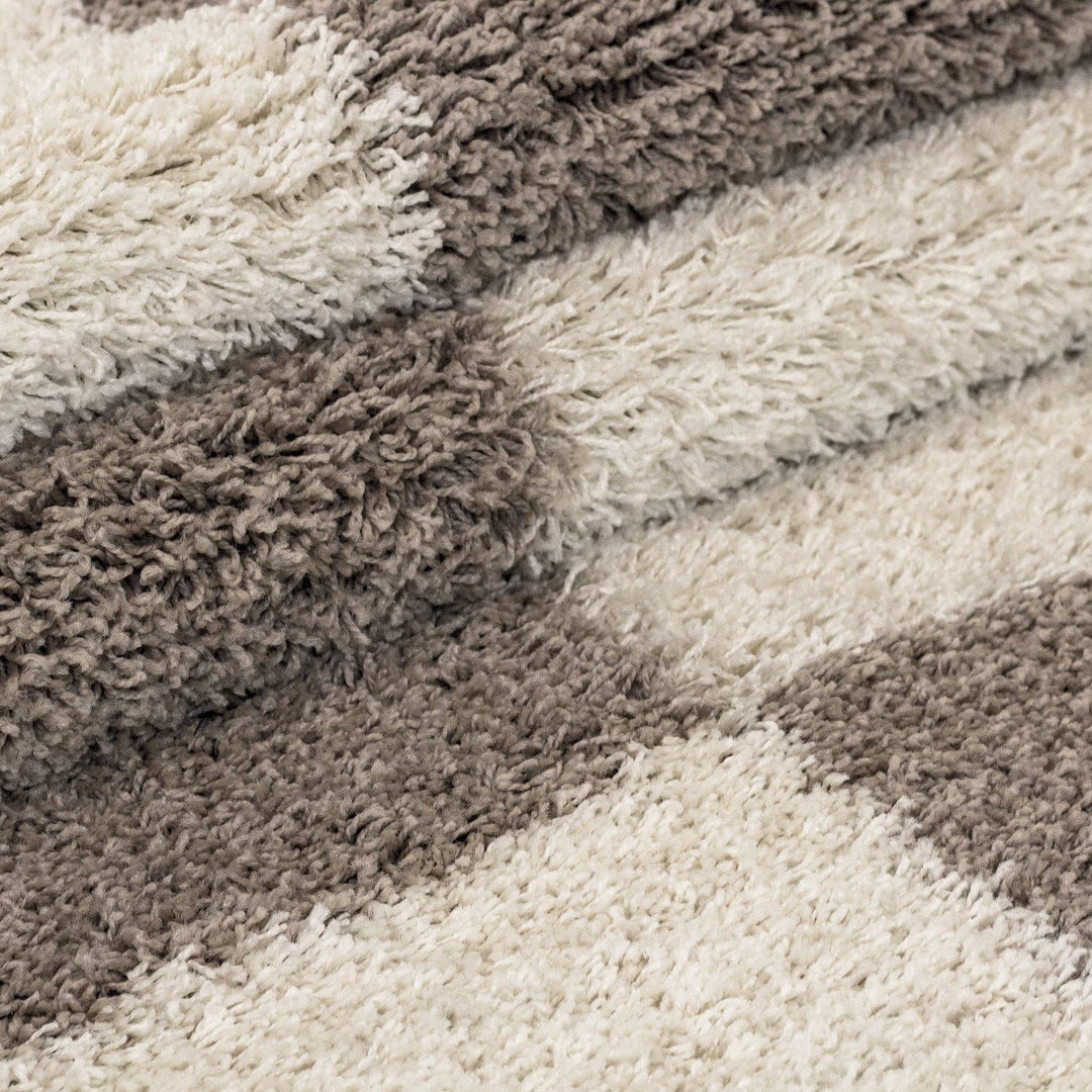 Teppium Shaggy Hochflor Teppich Läufer Flur 80 x 250 cm Beige - Kariertes Flauschiger Teppich, Weich