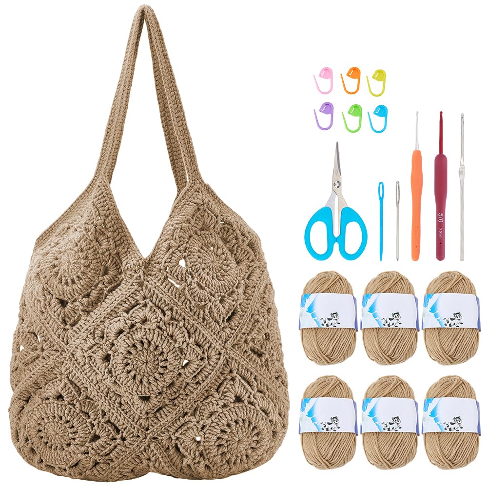 FREEBLOSS DIY Häkeltaschen Set Für Anfänger Mit Schritt Für Schritt Video Tutorials. DIY Umhängetasc