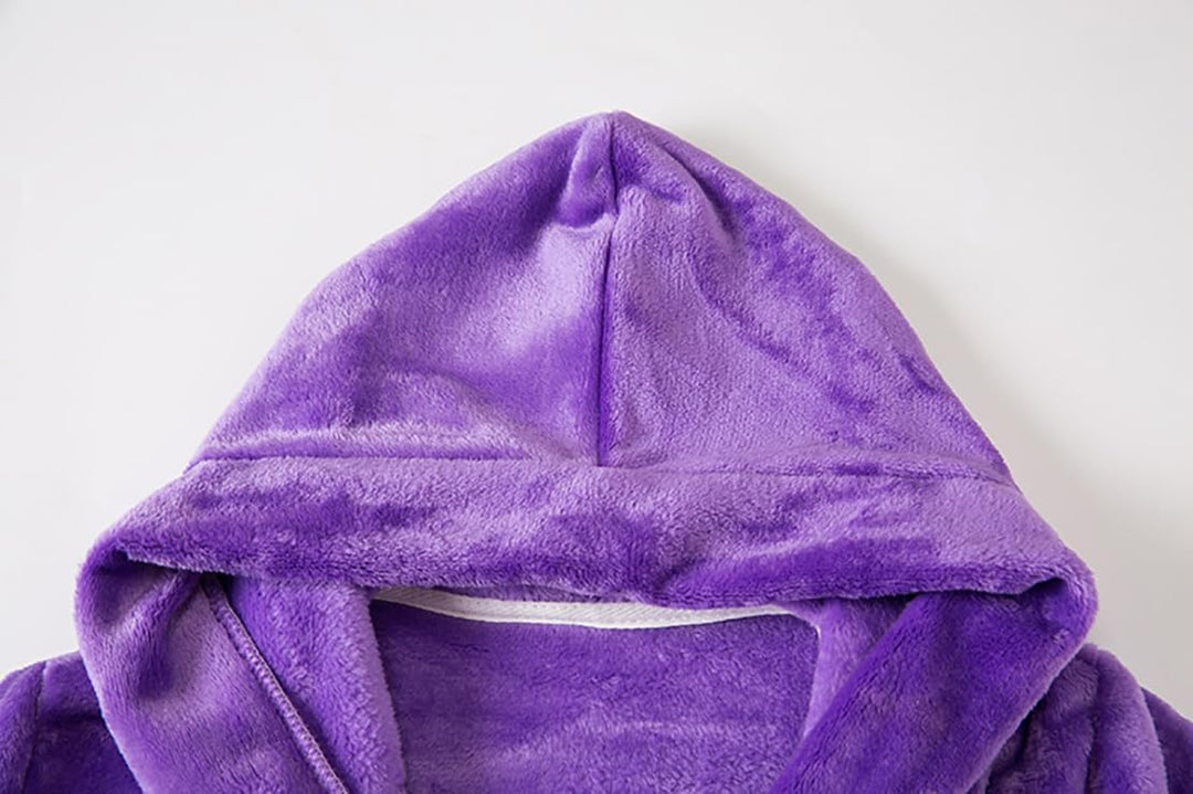 Bademantel für Mädchen, einfarbig, mit Kapuze, Flanell-Fleece-Bademantel für Jungen violett 2-3 Jahr