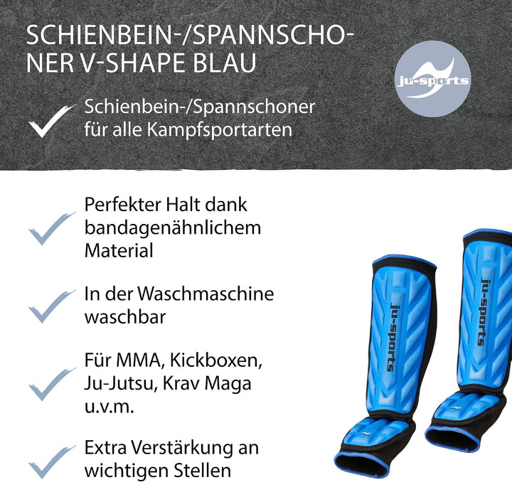 Ju-Sports Spann-/ Schienbeinschoner V-Shape C19 - Baumwolle I Robuster Schienbeinschutz für Kampfspo