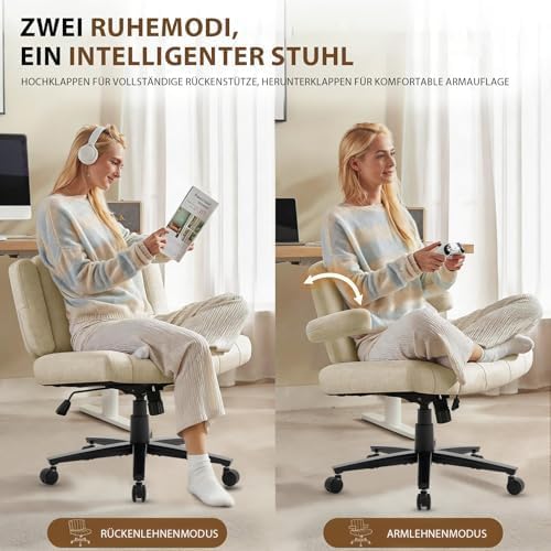 Vigosit Criss Cross Chair mit Rädern, verstellbarebreite Armlehne Criss Cross Chair, Anti-Grip-Stoff