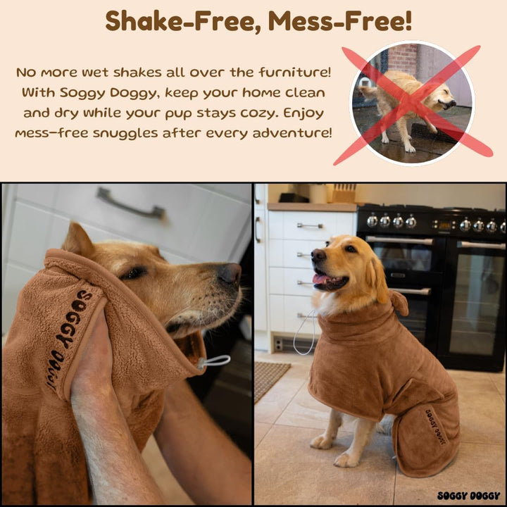 SOGGYDOGGY® UK: Luxuriöser Hunde-Trocknungsmantel, super saugfähiger Mikrofaser-Hunde-Bademantel mit