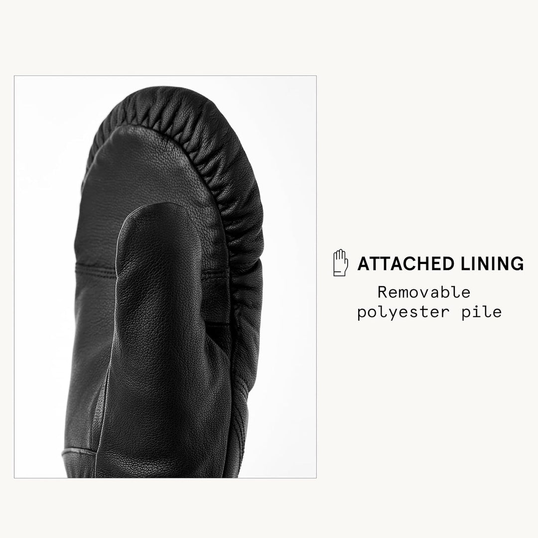 Hestra Winter-Skihandschuhe: Herren und Damen Leder-Box-Fäustlinge für kaltes Wetter Schwarz 8, Schw
