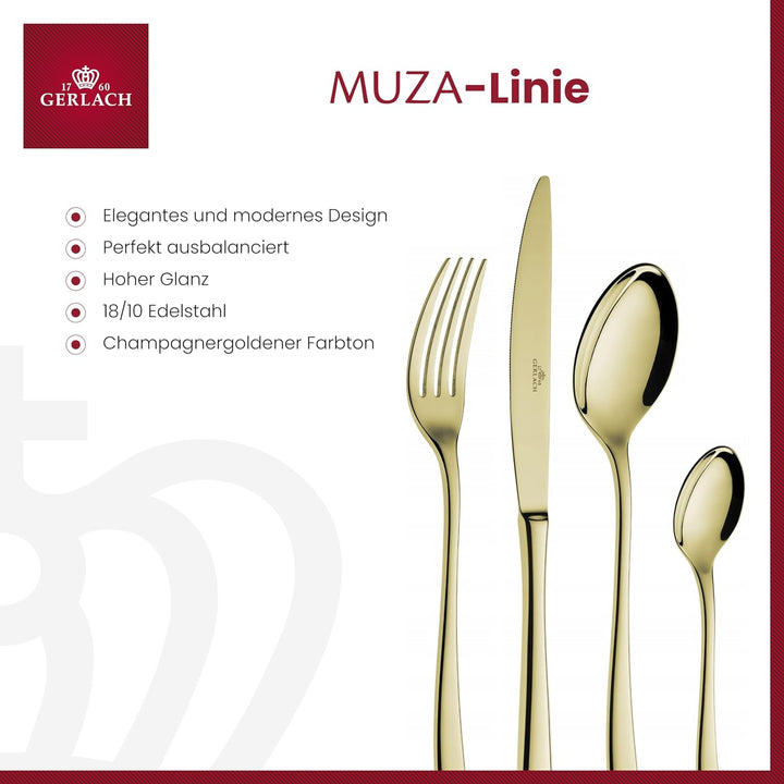 Gerlach 1760 Besteck Set für 6 Personen 30er Set Aus Edelstahl Tafelbesteck Rostfrei Hochglanzpolier