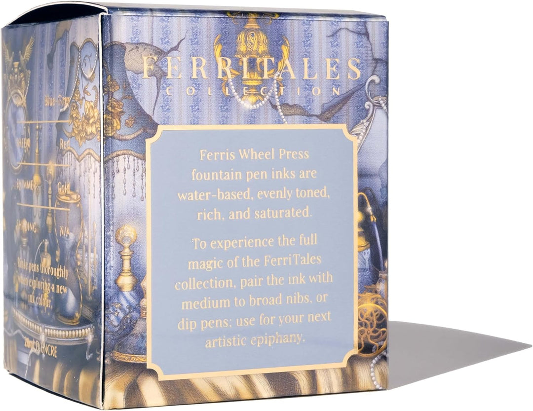 Ferris Wheel Press Fountain Pen Ink | FerriTales Collection | Glistening Glass Blue-Grey with a Gold