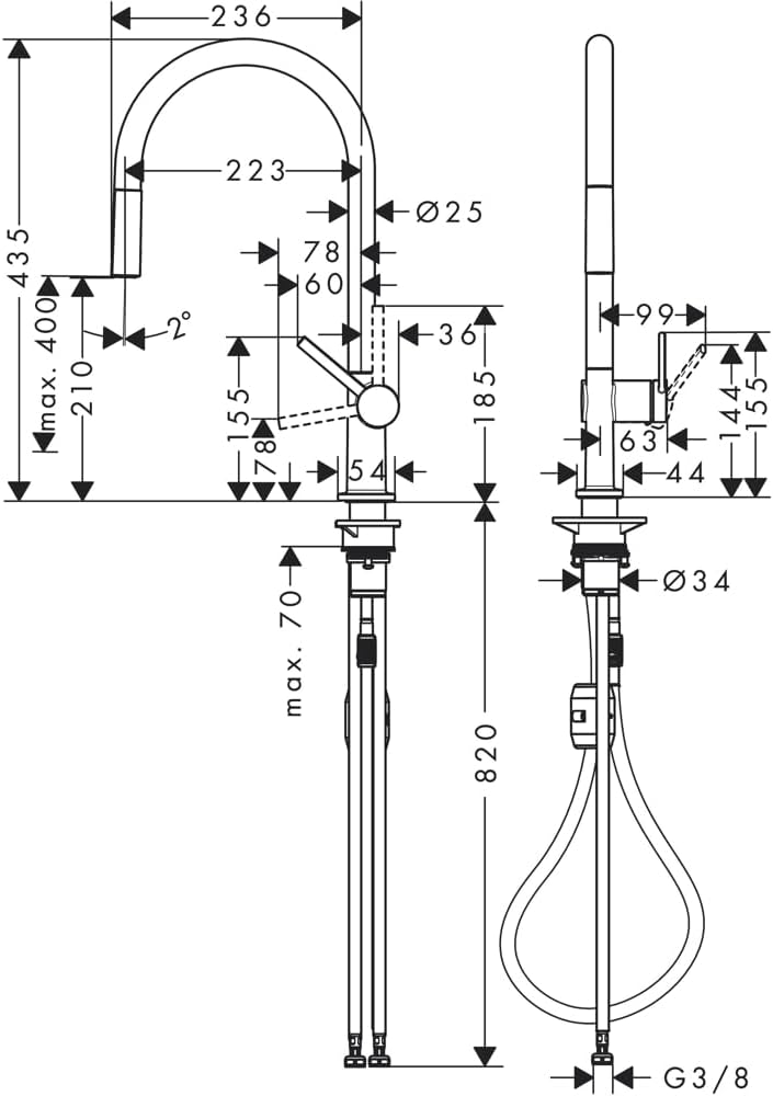 hansgrohe Talis M54 - Küchenarmatur mit Brause ausziehbar, 1 Stahlart, Wasserhahn Küche mit Auslaufh