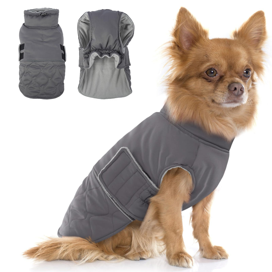 Hjumarayan Wintermantel Hund Klein, Winterjacke Geschirröffnung, Hundemantel Gefüttert Kleidung Mant