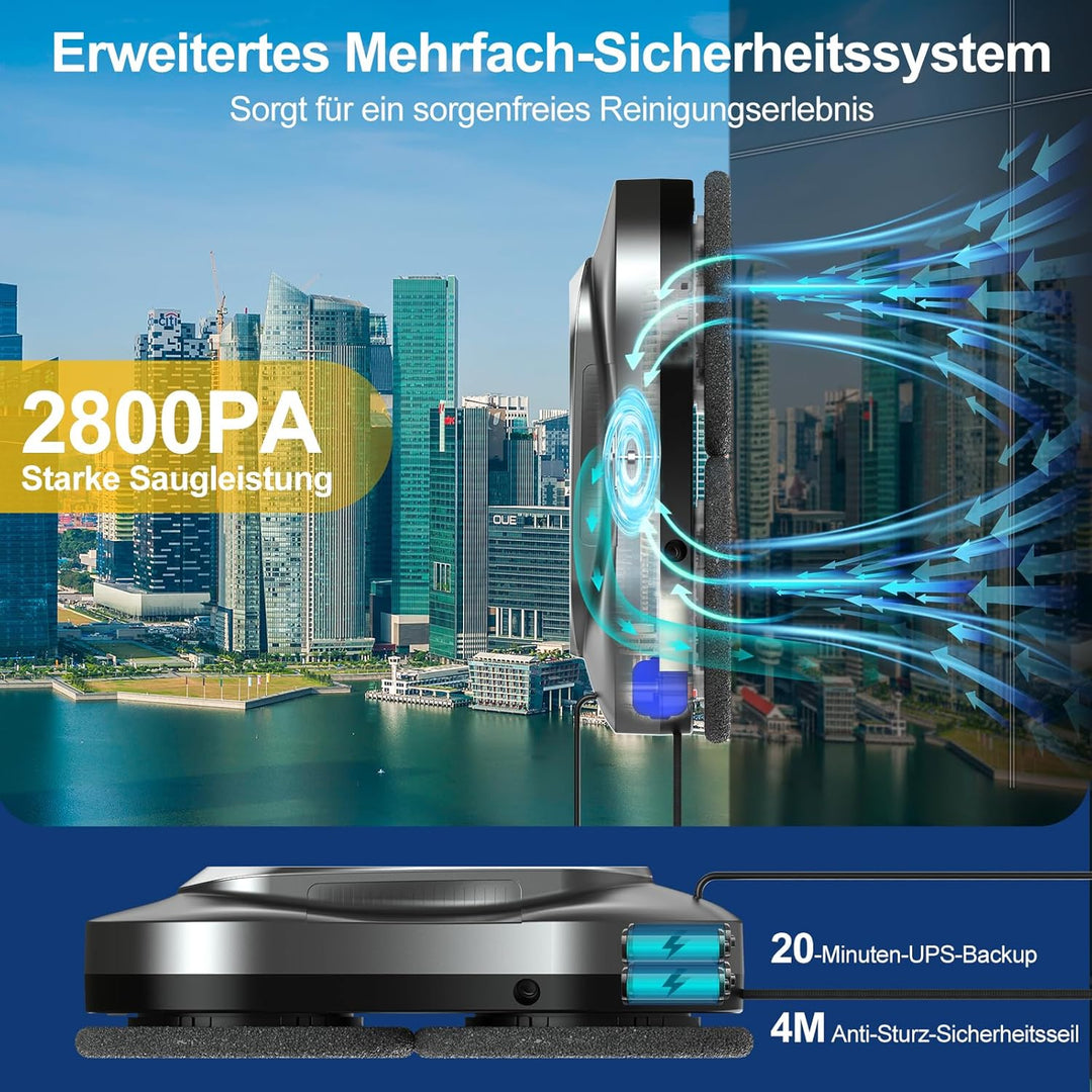 Fensterputzroboter mit KI-Navigation, Sprühfunktion und App-Steuerung