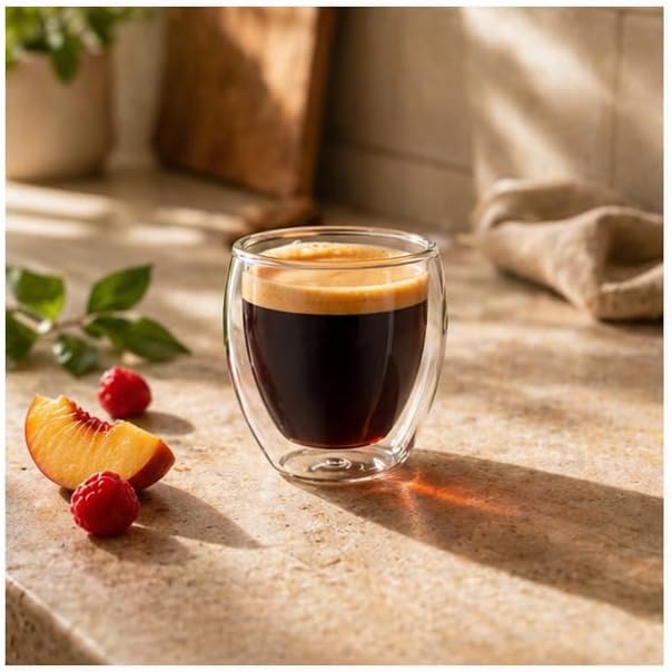 Creano doppelwandige Espresso-Gläser, 6er-Set 80ml, Mokkatassen, Espressogläser, Thermo-Gläser mit S