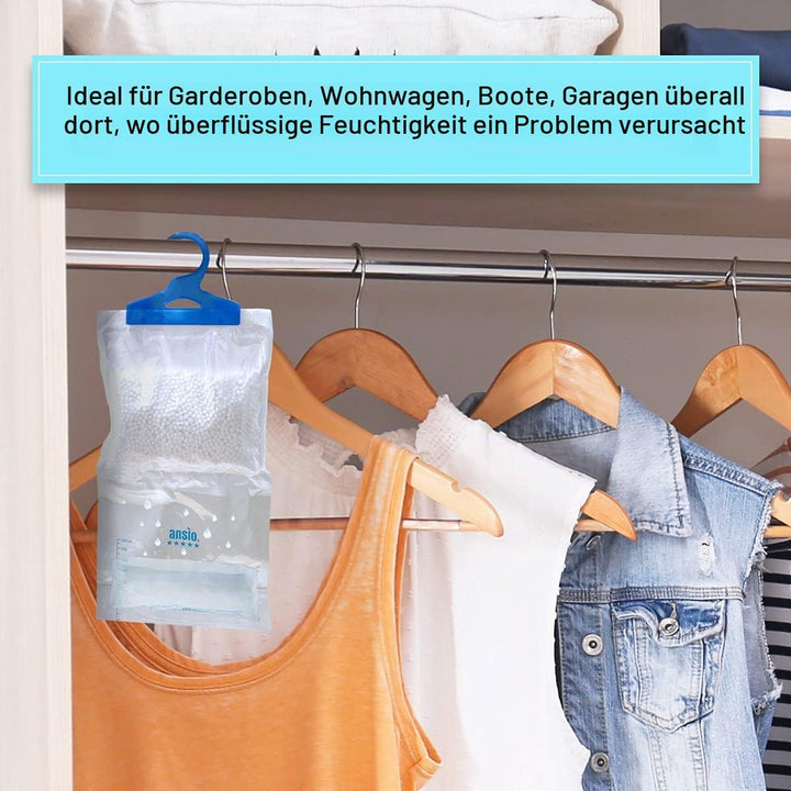 ANSIO Kleiderschrank-Luftentfeuchter, Hängebeutel, 12 Stück, Falle, Kondensations-Luftentfeuchter fü
