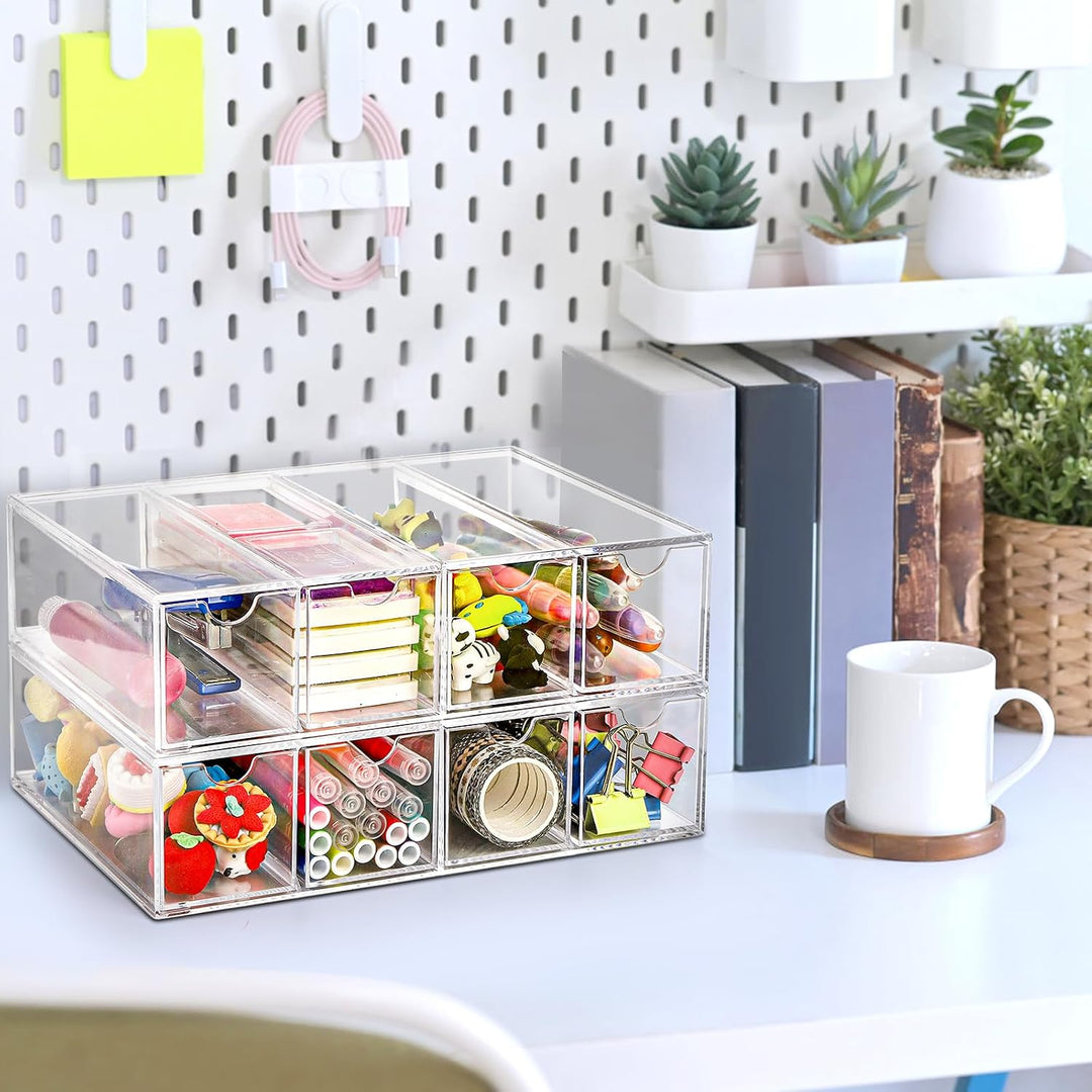 Nicunom 2 Stück Sonnenbrillen-Organizer, Acryl, transparentes Brillenetui mit 4 Schubladen, Brillena