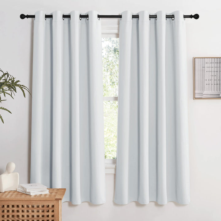 KGORGE Thermo Verdunklungsvorhänge Kurz Vorhang Blickdicht mit Ösen H175 x B140 cm (2er Pack) Grauwe