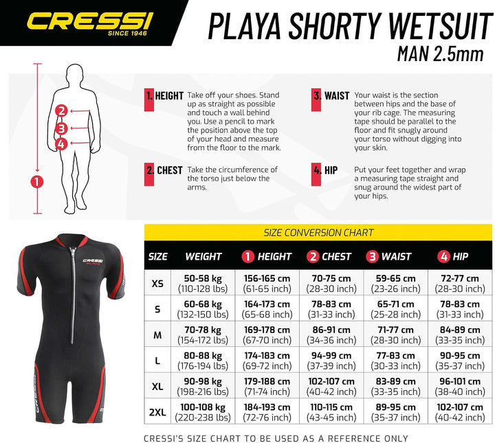 Cressi Playa Man Shorty Wetsuit – Kurzer Neoprenanzug 2.5mm aus Hochelastischem für Herren 2.5mm M S