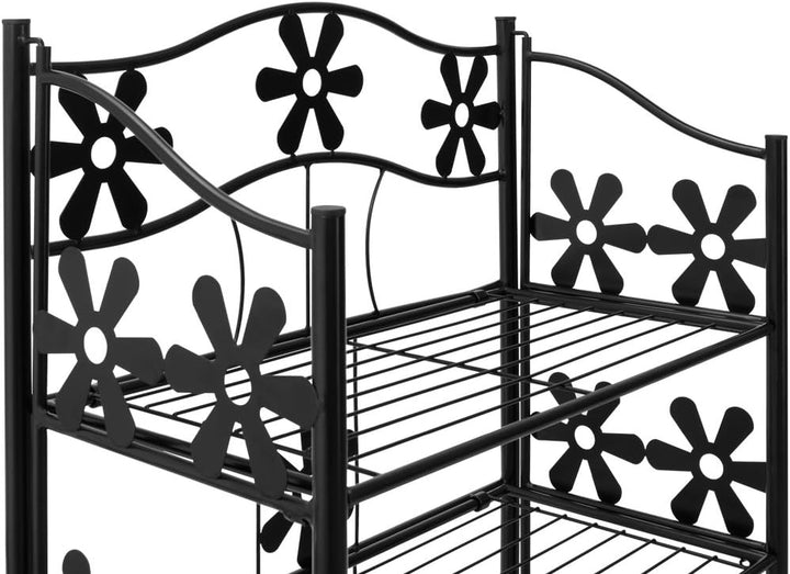 Deuba® Blumenregal Metall Schwarz 4 Etagen Balkon Outdoor Indoor Blumenständer Pflanzenständer Blume