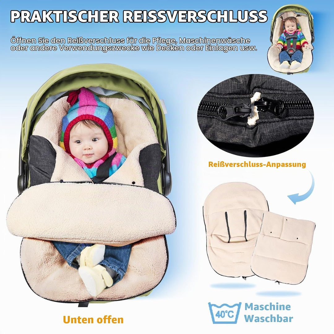 Orzbow Fusssack Babyschale Winter,Universell Einschlagdecke Babyschale mit Verstellbarem Kragen,Warm