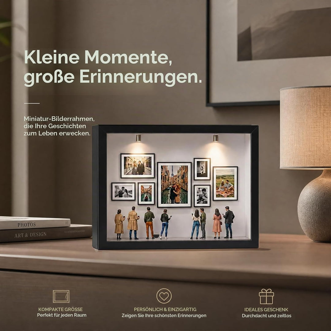 DIY Mini Museum Bilderrahmen, Foto Erinnerungsanzeige Set, Holzrahmen | DIY Mini Museum Silhouette B