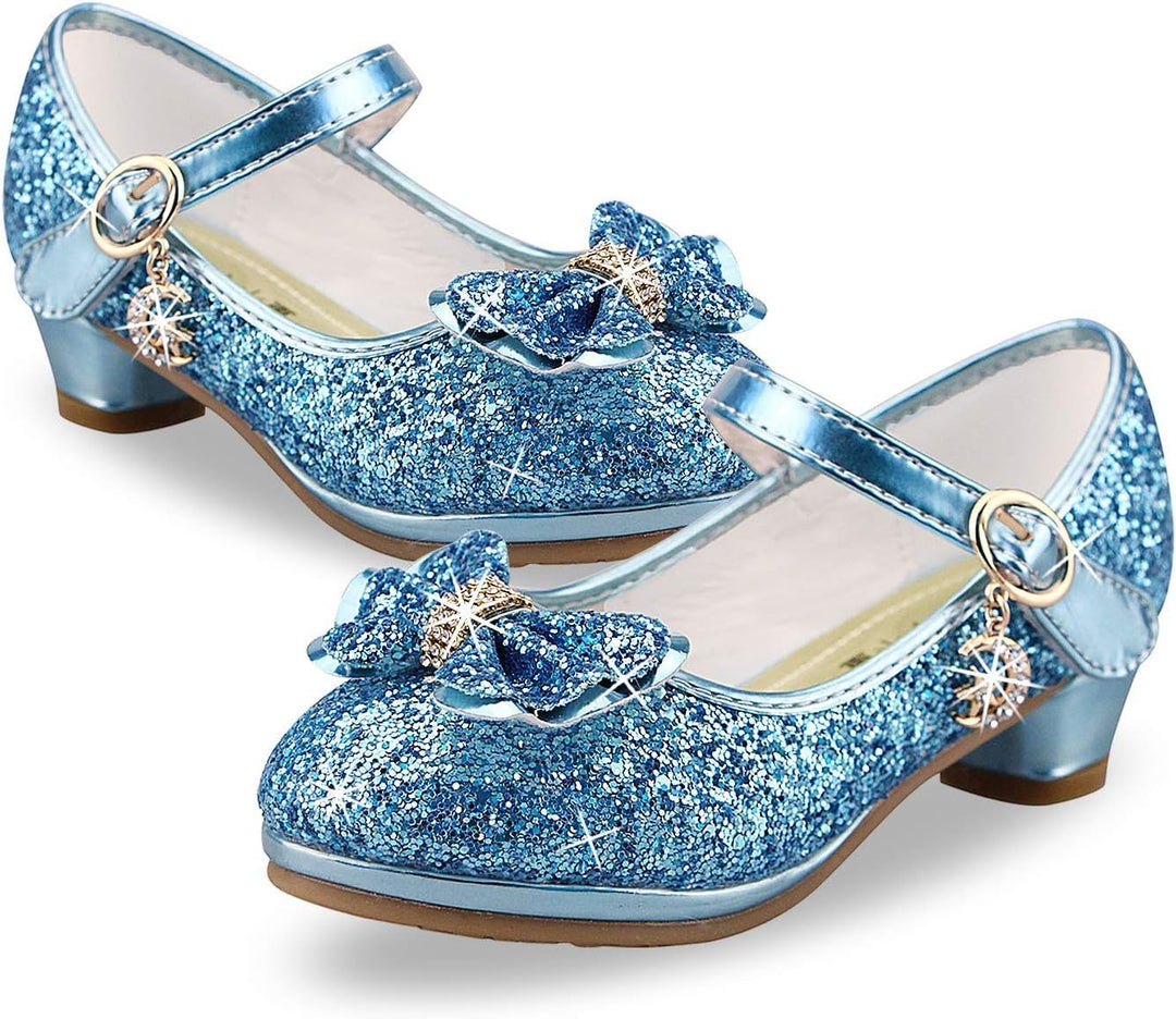 Prinzessin Schuhe Mädchen High Heels Sandalen Mädchen Pailletten Party Pumps Kinder 25 EU Blau, 25 E