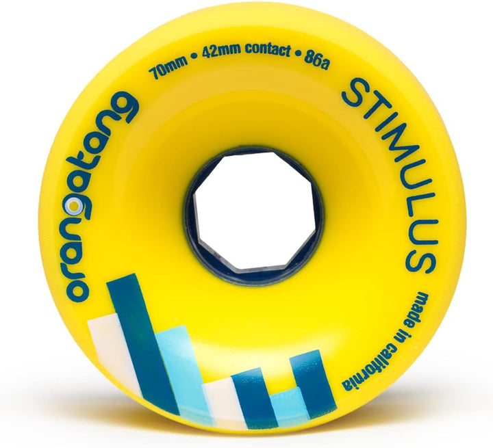 Orangatang Stimulus 70 mm Freeride Longboard Skateboard Wheels (Set of 4) Gelb, Gelb
