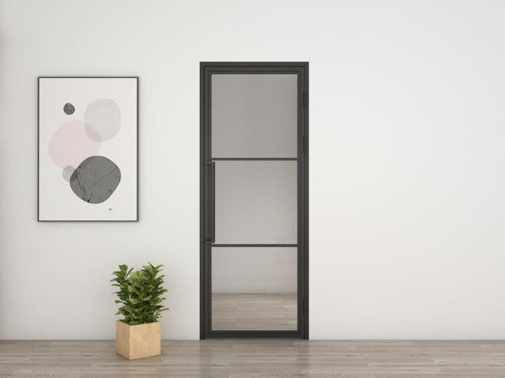 inova Glastür Komplettset 709x1972mm DIN rechts Griffstange Drehtür mit Beschlag und Zarge 709x1972m