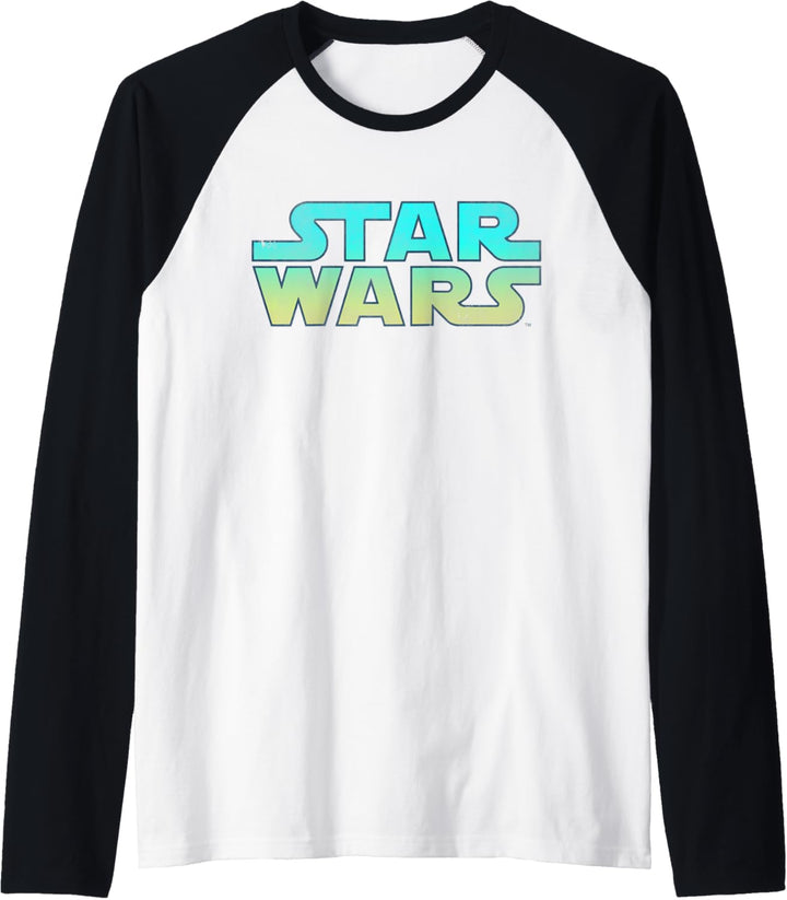 Star Wars Logo Blue &amp; Green Gradient Raglan