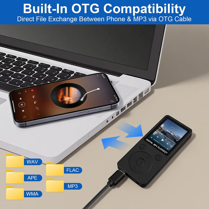 MP3 Player Bluetooth 5.3 32GB, Tragbarer Musikplayer mit Lautsprecher