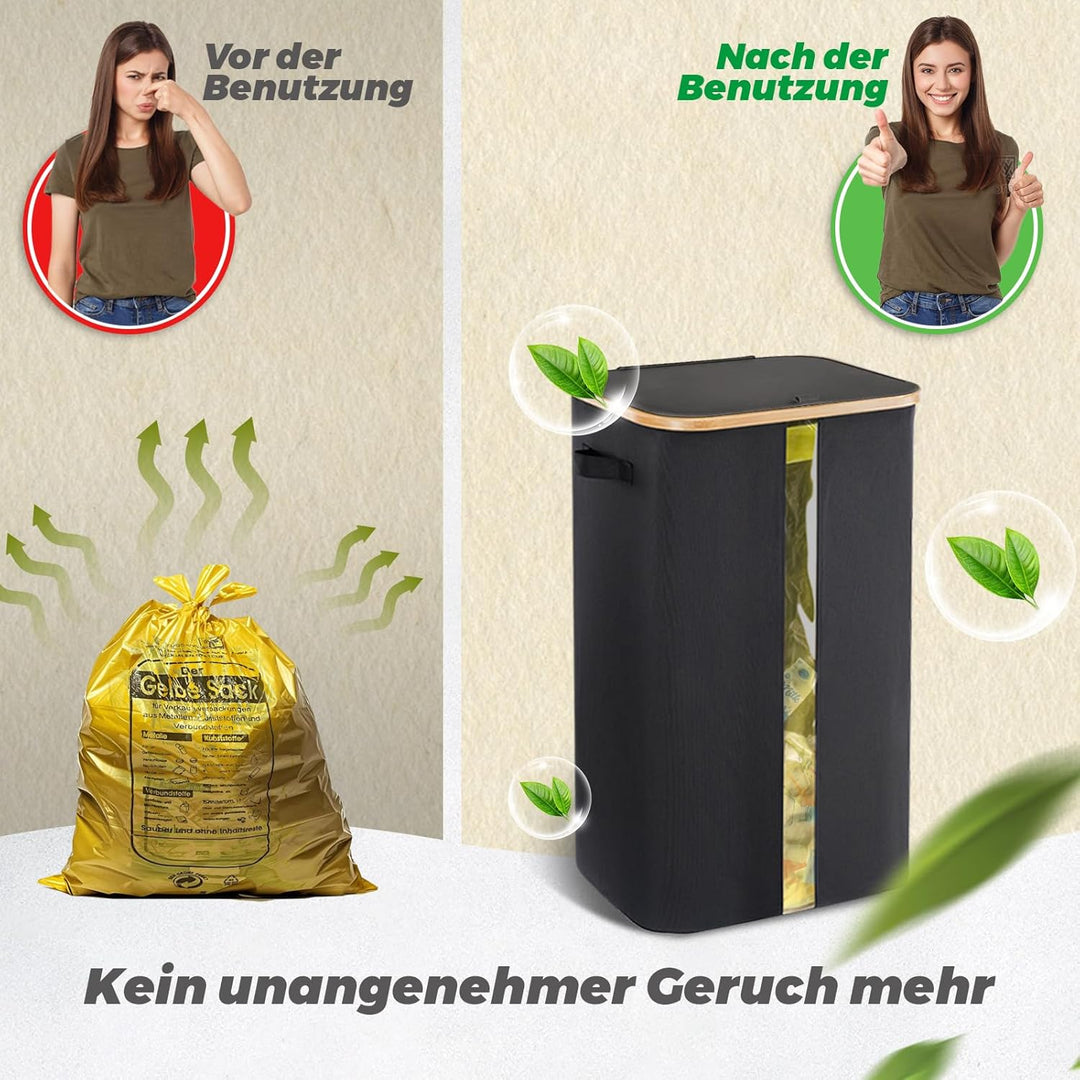 Gelber Sack Ständer Stabil, Mülleimer, Ständer Gelber Sack mit Transparentem Fenster 100l, Müllsackh