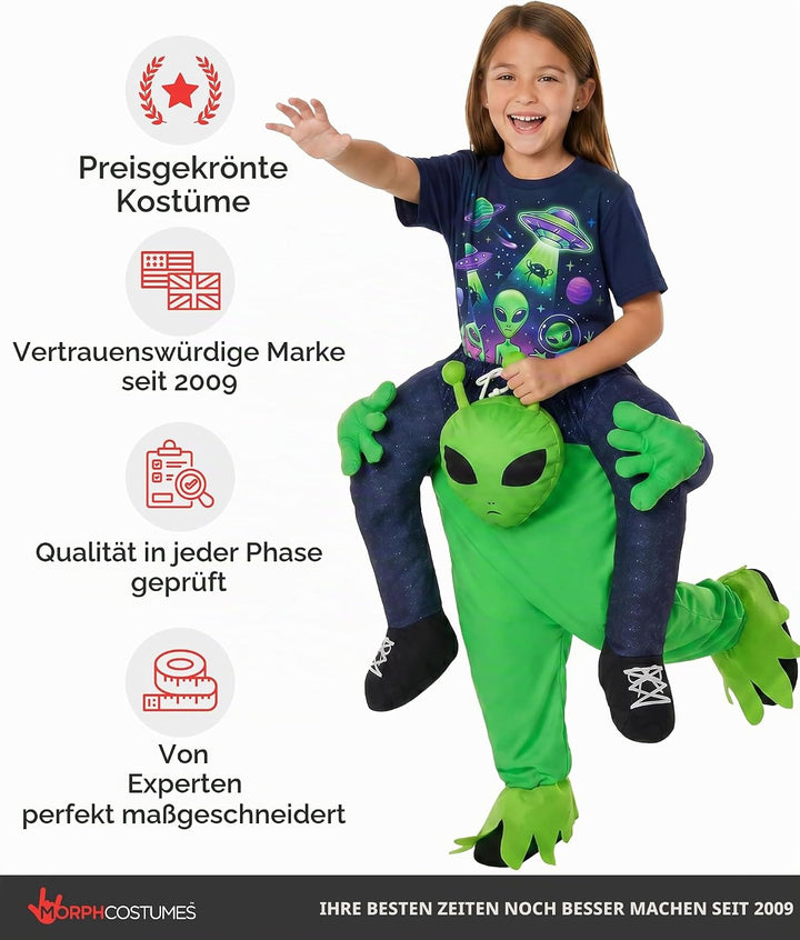 Morph Huckepack Kostüm Kinder, Aufsitz Halloween Kostüm Kinder Ausserirdische, Ausserirdische