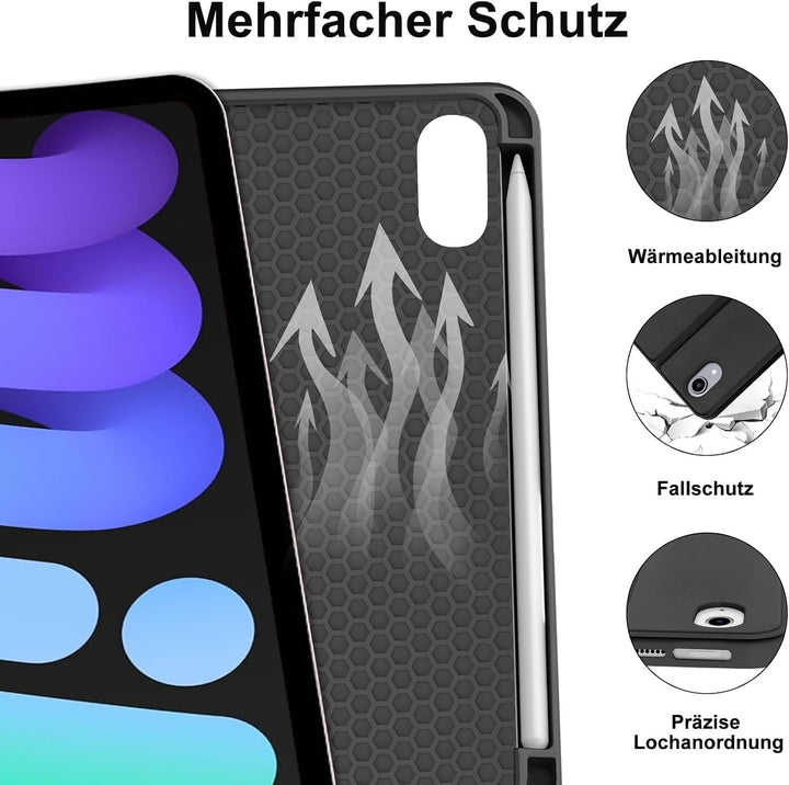 IVEOPPE Hülle mit Tastatur für iPad mini 7a/6a Generazione (2024/2021 8.3 Zoll), Deutsch QWERTZ Keyb