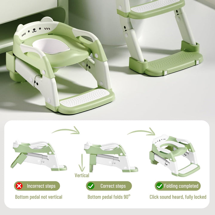 3-in-1 Toilettenleiter für Kinder mit Sitz und Treppe – Höhenverstellbarer Kinder Toilettensitz mit