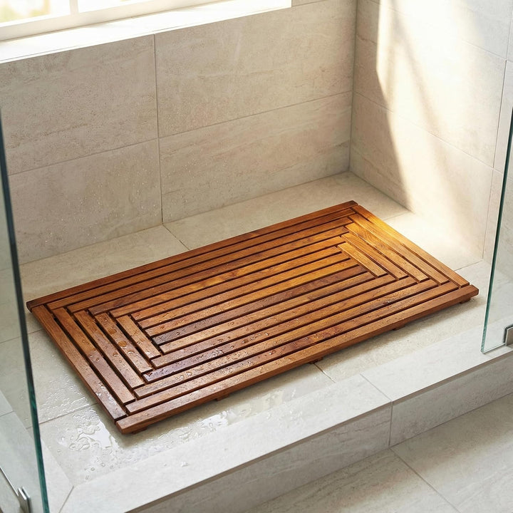 Bare Decor Giza Fussmatte, massives Teakholz, 91,4 x 50,8 cm, Matte