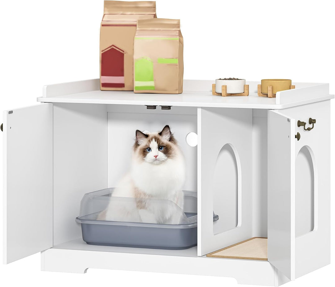 Hzuaneri Katzenschrank mit Griffen, Katzentoilette, Katzenklo Schrank, Katzenhaus mit Tür, Hölzerner