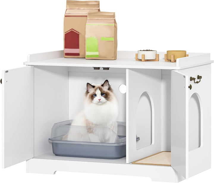 Hzuaneri Katzenschrank mit Griffen, Katzentoilette, Katzenklo Schrank, Katzenhaus mit Tür, Hölzerner