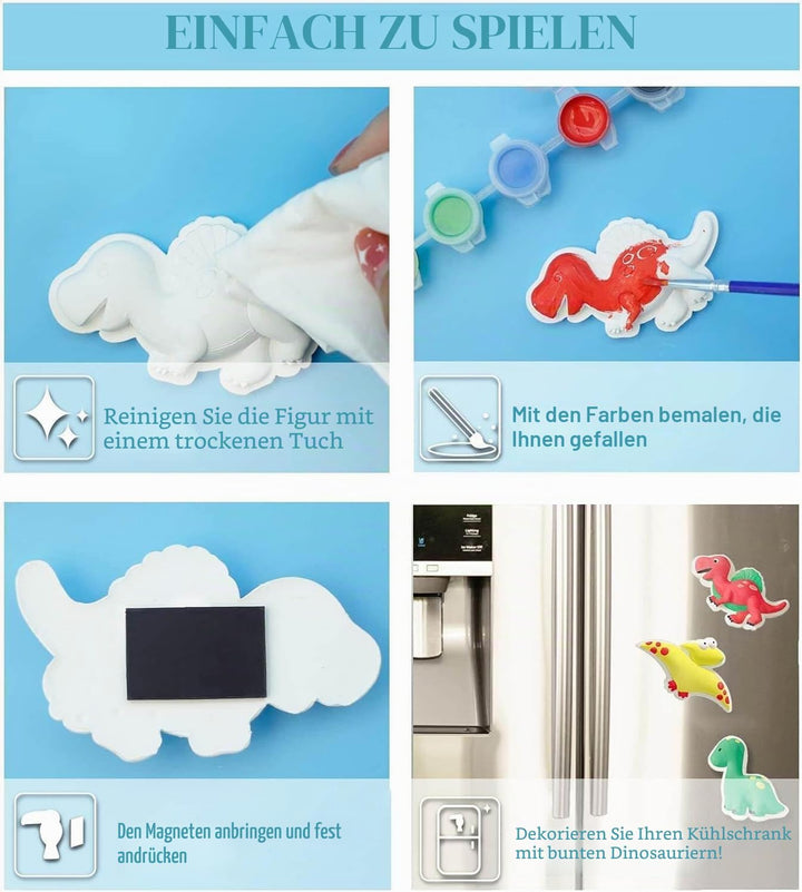 Funto Dinosaurier Malerei Kit für Kinder, 27 PCS Kunst und Handwerk Set, Keramik zu malen, kreative