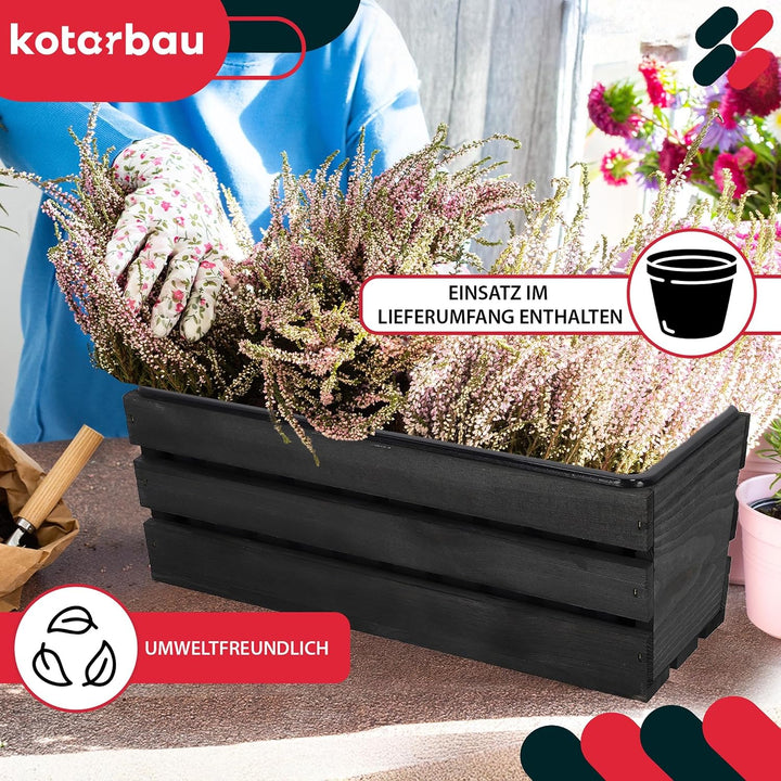 KOTARBAU® Blumenkasten für Balkon, Balkonkasten mit Kunststoffeinsatz 40 x 18 x 15 cm 1 Stück Anthra